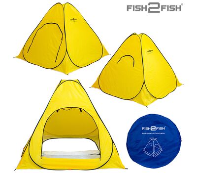 Купить Палатка зимняя Fish2Fish автомат 220х220x170см дно на молнии, желтая в Минске, Беларуси! Топовая цена, скидки, доставка. Rybalkashop.by